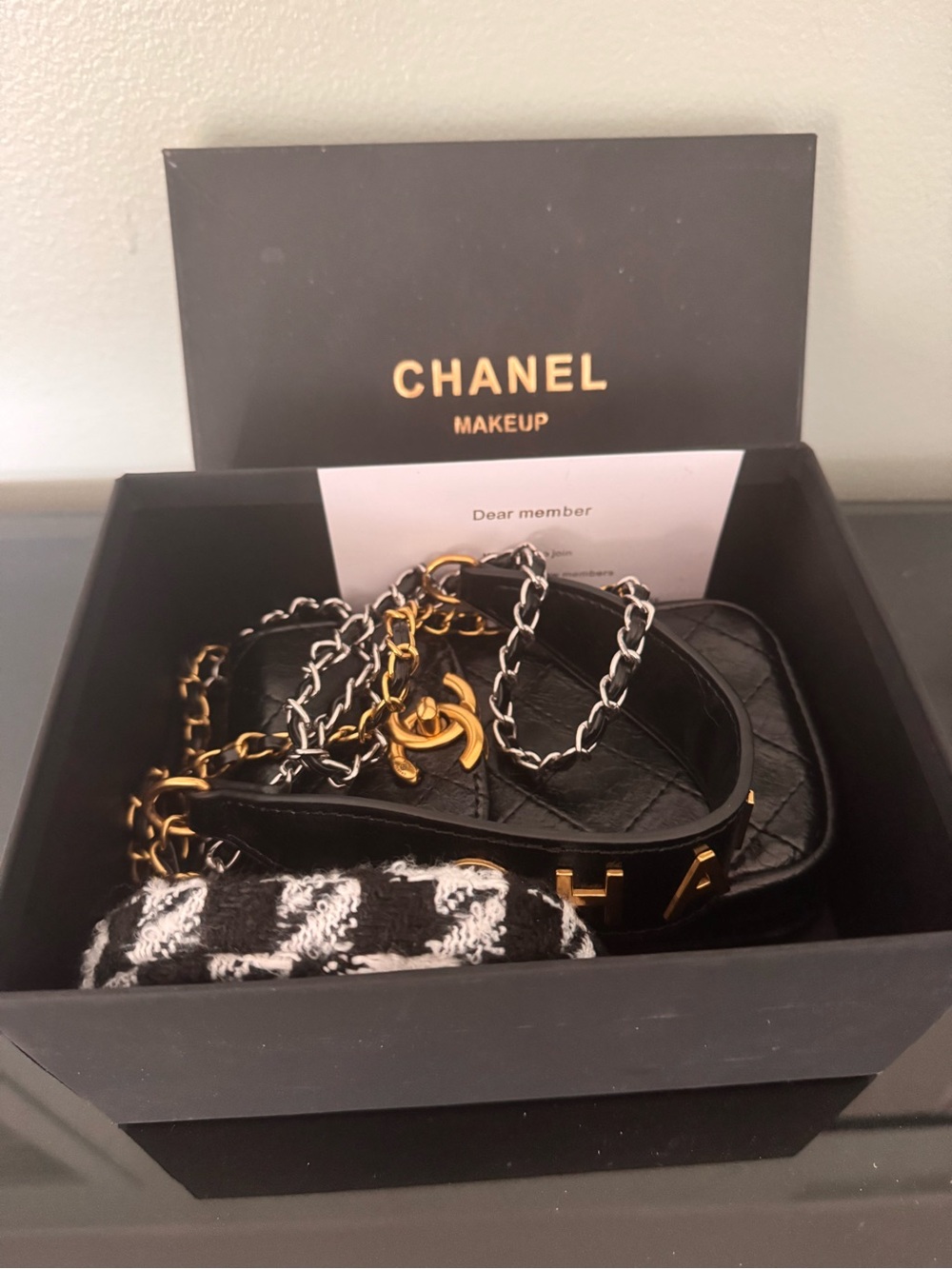 CHANEL Black Quilted Leather Chain Belt Bag with Mixed Metal Hardware